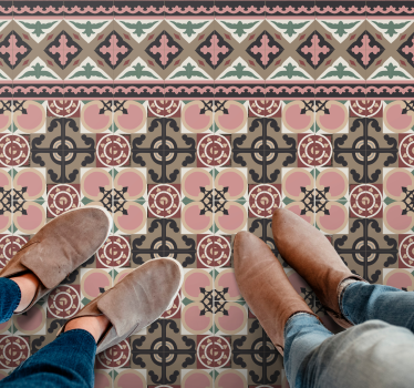 Retro Botanical Motif kitchen vinyl carpet - TenStickers