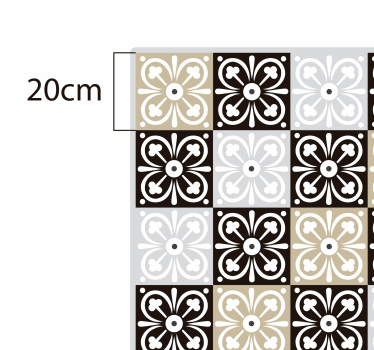 Black white and beige tile vinyl carpet tile mat - TenStickers