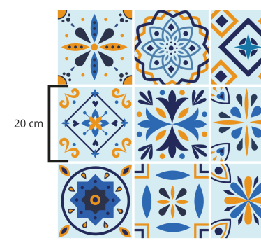 Traditional tile motif kitchen vinyl carpet - TenStickers