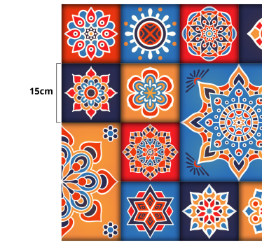 colorful floral tiles kitchen flooring - TenStickers