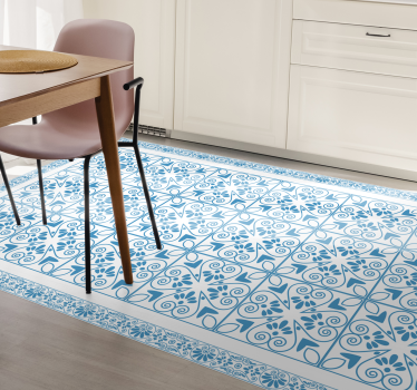 Azure Botanical Elements kitchen vinyl carpet - TenStickers