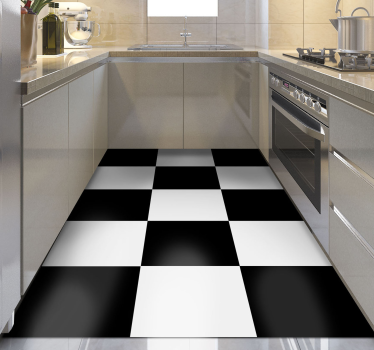 Black and white squares kitchen flooring - TenStickers