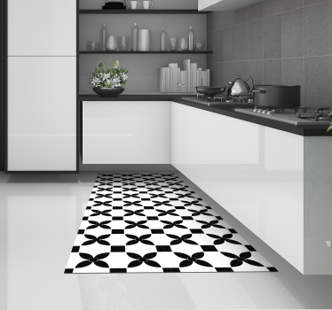 Black printed street tile effect vinyl rug tile mat - TenStickers