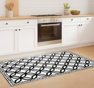 Black white ornate  kitchen vinyl carpet - TenStickers