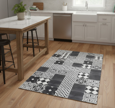 Bold contrast kaleidoscope kitchen vinyl carpet - TenStickers