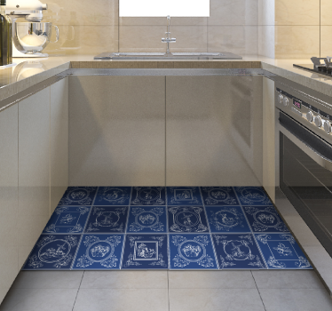 Ceramic Ornamentation kitchen vinyl carpet - TenStickers