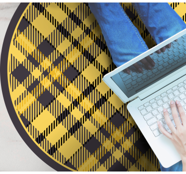 Yellow checkered kitchen vinyl carpet - TenStickers