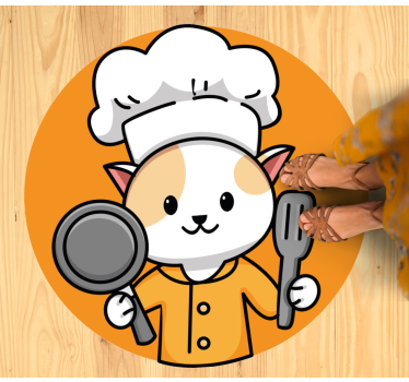 Orange chef cat kitchen vinyl carpet - TenStickers