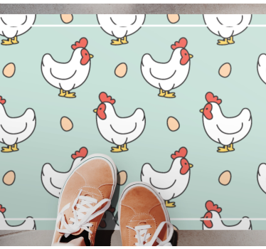 Chickens and Ova kitchen vinyl carpet - TenStickers