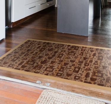 Coffee cup patterns kitchen vinyl carpet - TenStickers
