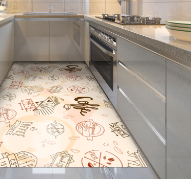 Coffee inspired pattern kitchen vinyl carpet - TenStickers