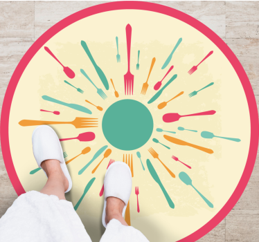 Colorful Cutlery Burst kitchen vinyl carpet - TenStickers