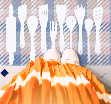 Cooking Utensil Silhouettes kitchen vinyl carpet - TenStickers