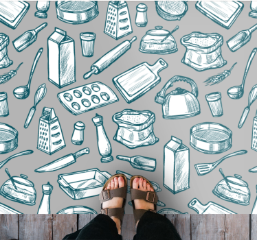 Cooking Utensils Pattern kitchen vinyl carpet - TenStickers