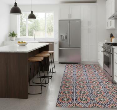 Cool colourful tiles kitchen vinyl carpet - TenStickers