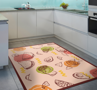 Culinary Sketches kitchen vinyl carpet - TenStickers