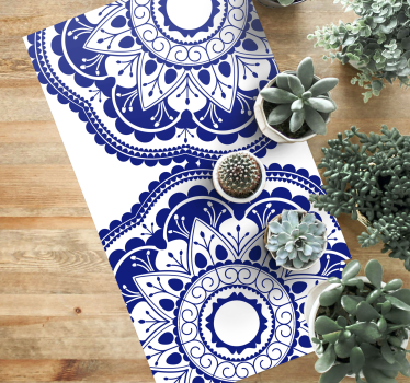 Dark blue with round shapes vinyl rug navy rug - TenStickers