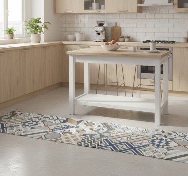 Eclectic geometric patchwork kitchen vinyl carpet - TenStickers