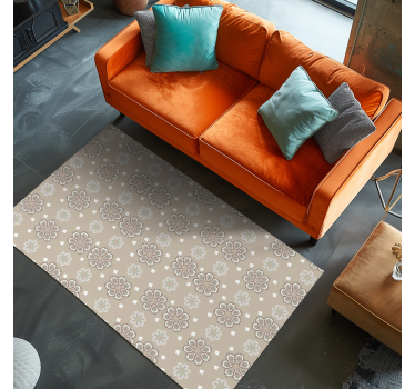 Mosaic Floral Elegant Pattern beige vinyl carpet - TenStickers