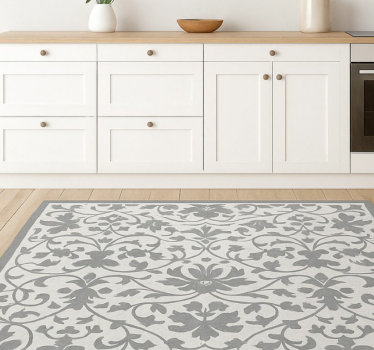Elegant grey arabesque kitchen vinyl carpet - TenStickers