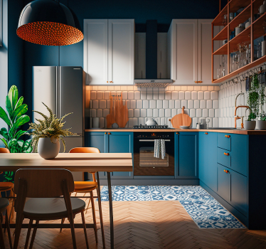 elegant tile  vinyl kitchen rug - TenStickers