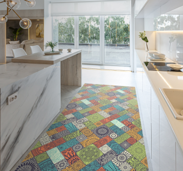 ethnic mandala pattern tiles kitchen flooring - TenStickers