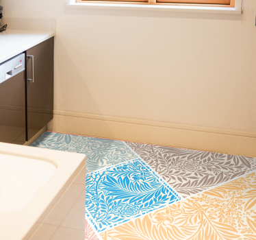 Floral Patchwork Design kitchen vinyl carpet - TenStickers