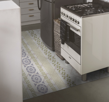 Geometric patterned kitchen vinyl carpet - TenStickers
