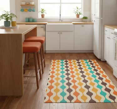 Geometric retro mid century 70s kitchen vinyl carpet - TenStickers