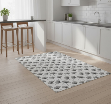 Gingko leaves white pattern kitchen vinyl carpet - TenStickers