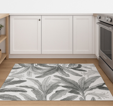 Graceful grey palms kitchen vinyl carpet - TenStickers