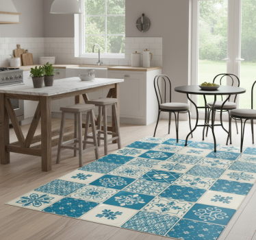 Gray and blue pattern kitchen vinyl carpet - TenStickers