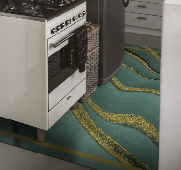 Green and gold marble effect vinyl rug - TenStickers