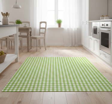 Green checked plaid design kitchen vinyl carpet - TenStickers