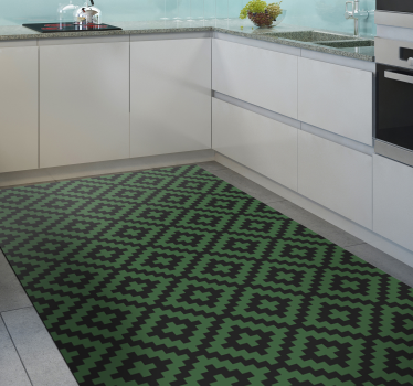 Green diamond pattern kitchen vinyl carpet - TenStickers
