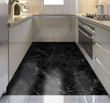 Black marble texture kitchen vinyl rug - TenStickers