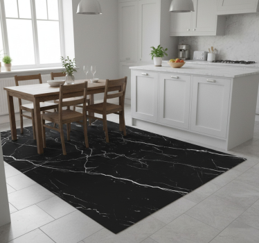 Kitchen vinyl carpet black marble - TenStickers