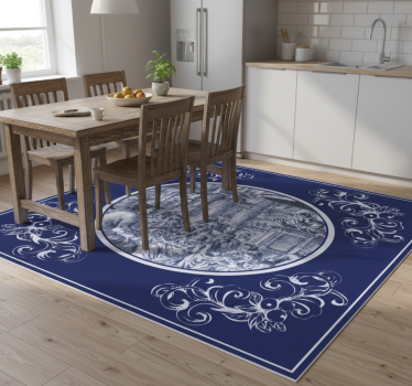 Kitchen vinyl carpet blue delft crowd design - TenStickers