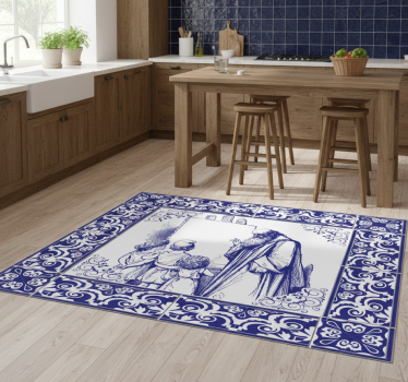 Kitchen vinyl carpet blue delft design - TenStickers