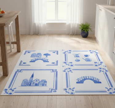 Kitchen vinyl carpet delftware dutch houses design - TenStickers