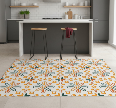 Kitchen vinyl carpet encaustic tile design - TenStickers