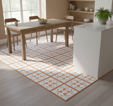 Kitchen vinyl carpet floral mediterranean tiles - TenStickers