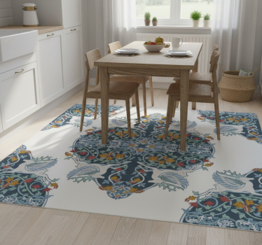 Kitchen vinyl carpet floral vintage tile design - TenStickers