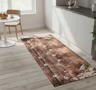 Kitchen vinyl carpet floral wood design - TenStickers