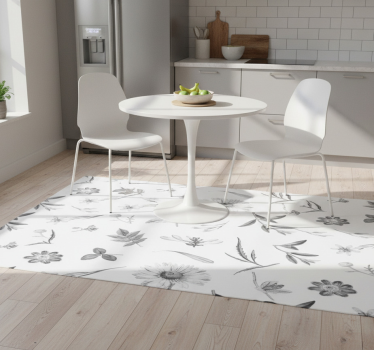 Kitchen vinyl carpet gray spring flowers - TenStickers