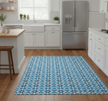 Kitchen vinyl carpet in baby blue portuguese tile - TenStickers