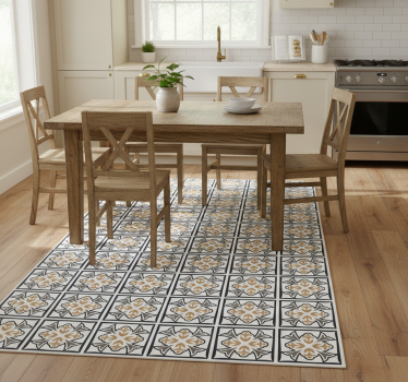 Kitchen vinyl carpet in beige and black tile - TenStickers