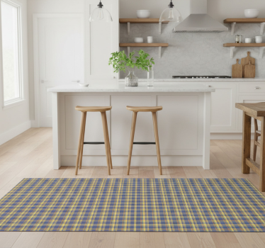 Kitchen vinyl carpet in blue check tartan pattern - TenStickers