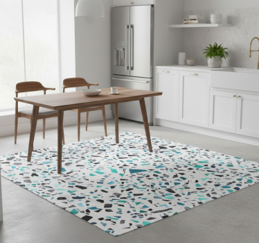 Kitchen vinyl carpet in blue marble design - TenStickers