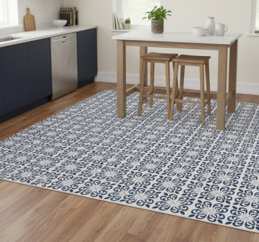 Kitchen vinyl carpet in dark blue portuguese tile - TenStickers